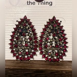 Red sparkly teardrop earrings